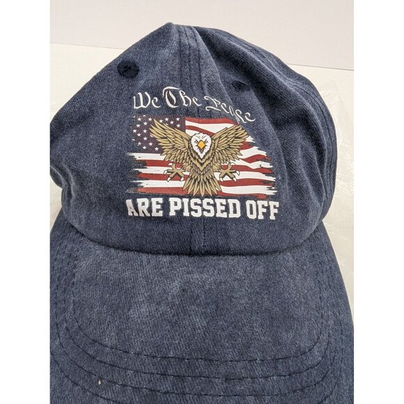 We The People Are Pissed Off Men Navy Blue Adjustable Strap Back Cap Hat - Picture 1 of 6